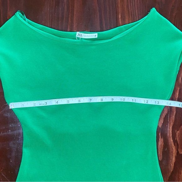 ZARA Women’s Fitted Dress Green Boatneck Size Small - Picture 7 of 11
